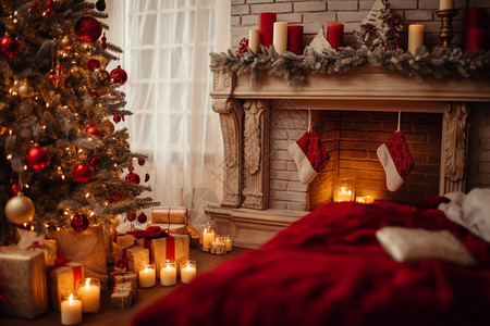 圣诞节温暖的壁炉图片