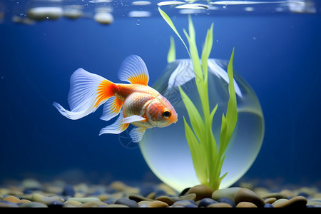 鱼缸里的小金鱼背景图片