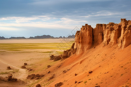 蒙古戈壁沙漠戈壁地标风景背景