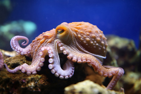 章鱼触角海底栖息的动物背景