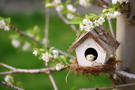 树上的木质小屋图片