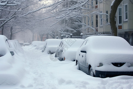 冬季积雪的街道背景图片