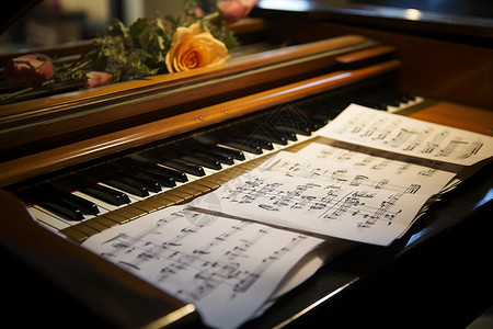 音乐钢琴谱古典的旋律高清图片