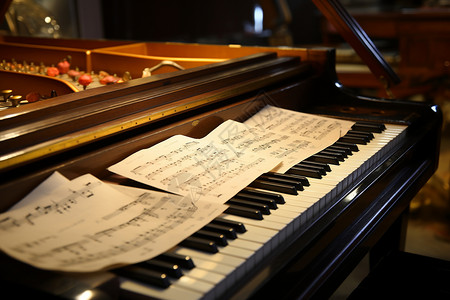 纸壳钢琴素材钢琴弹奏的乐谱背景