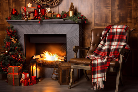 圣诞节的壁炉架背景图片