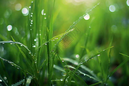 下雨天森林草地的美丽景观图片