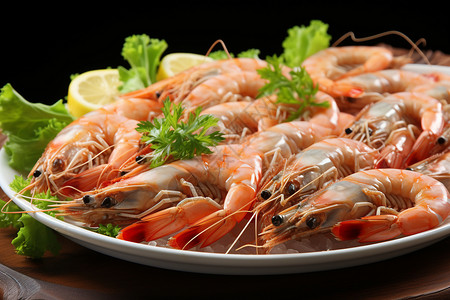 餐盘中的海鲜虾背景图片
