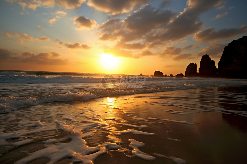 夏季海滩的美丽景观图片