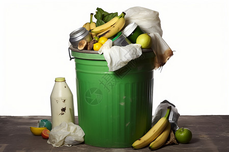 回收废纸各类型垃圾的全放一个桶背景