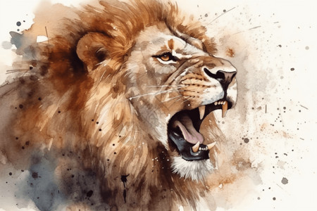 狮子咆哮咆哮的狮子插画