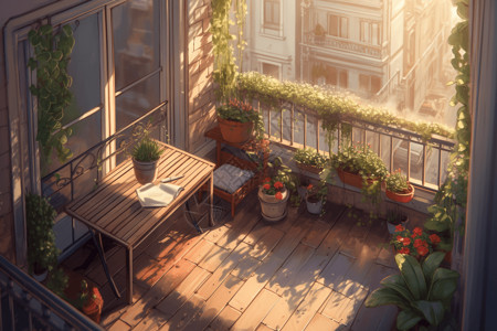 温馨的阳台花园背景图片