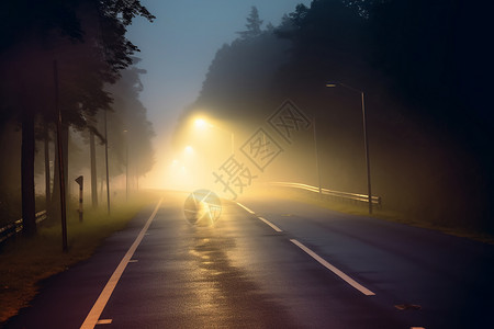 薄雾笼罩的城市街道图片