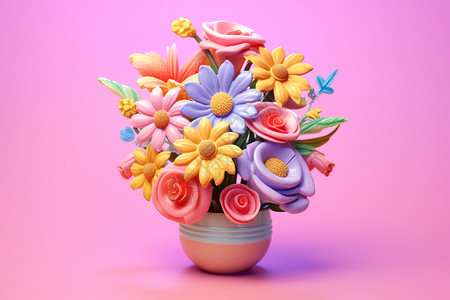 黏土风的3D花瓶图片