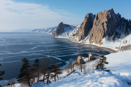 结冰的河流背景图片