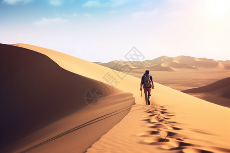 沙漠徒步的人图片