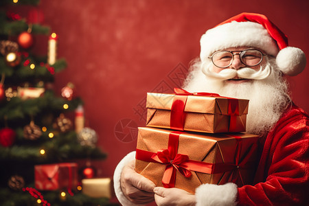 抱着礼物的圣诞老人背景图片