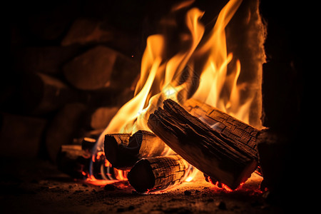 燃烧取暖的木炭图片