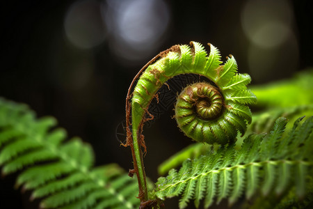 夏天森林中生长的螺旋植物高清图片
