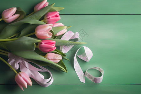 母亲节的郁金香花束背景图片