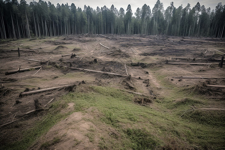 农村木材过度砍伐背景图片