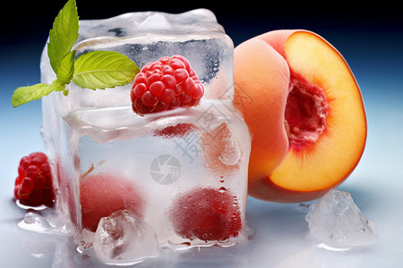 清凉的浆果冰块图片