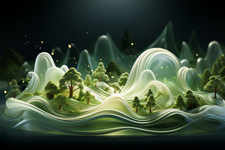 动态光照绿色生命植物创意背景设计图片
