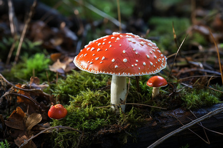 森林中红蘑菇高清图片