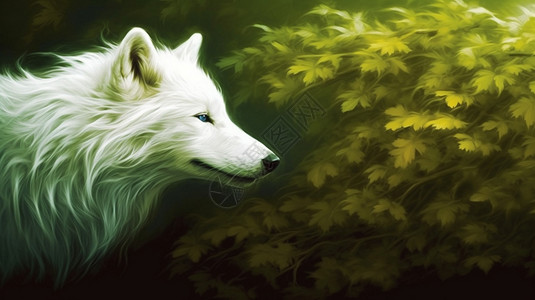 丛林中的白狐背景图片