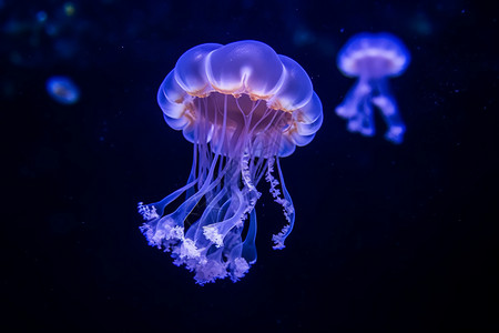 水下发光的水母图片