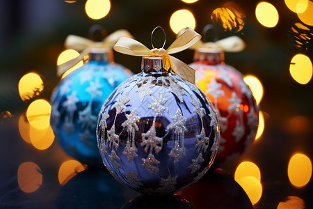 蓝色圆球装饰圣诞节不同的圆球背景