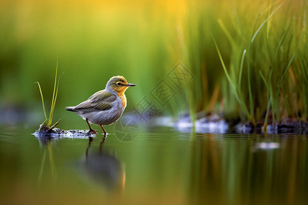 可爱大眼鸟湿地上的鸟背景