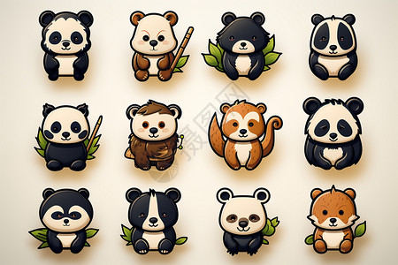 可爱熊猫图标背景图片