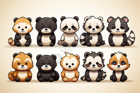 熊猫图标集合背景图片