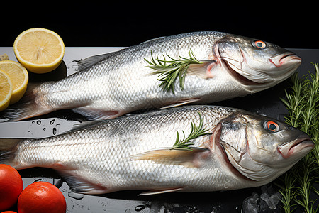 新鲜食材海鲈鱼高清图片