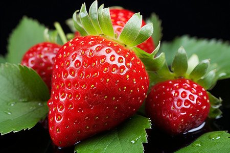 成熟的充满活力的水果草莓背景