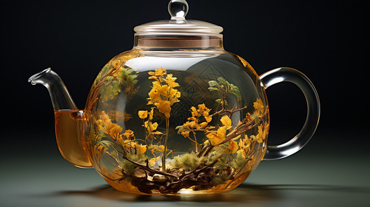 玻璃茶壶柠檬茶透明创意茶壶概念图设计图片