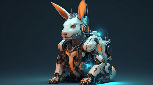 赛博朋克风格的兔子背景图片