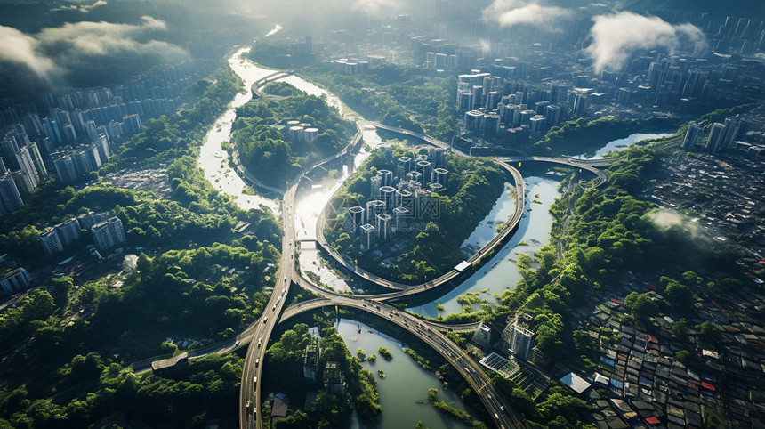 未来派高科技城市景观概念图图片