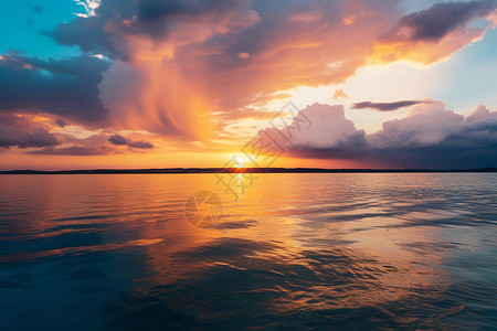 夏天日落大海背景图片