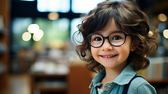 戴眼镜的可爱小女孩图片