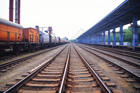 车站的铁路和火车图片