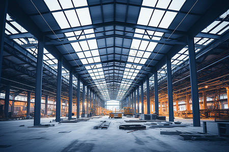 仓库的钢结构建筑背景图片