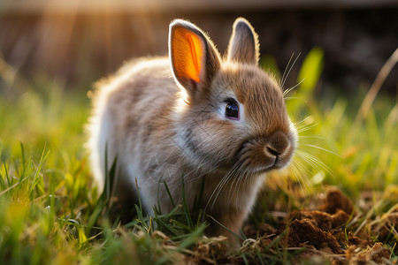 户外草地中的小兔子图片