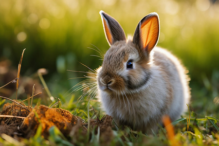 草地中野生的兔子图片