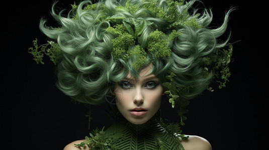 女性假发素材抽象创意女人发型设计图片