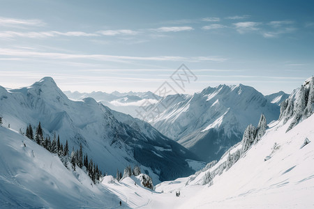 奥地利雪山雄伟的奥地利山峰背景