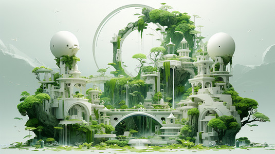 藤蔓植物藤蔓围绕的建筑设计图片