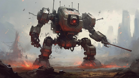 一个战斗机器人背景图片