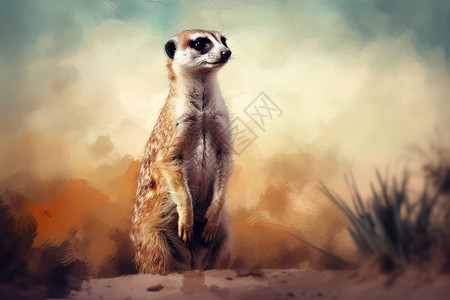 野生的狐獴动物背景图片