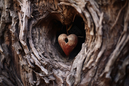浪漫的心形树洞图片